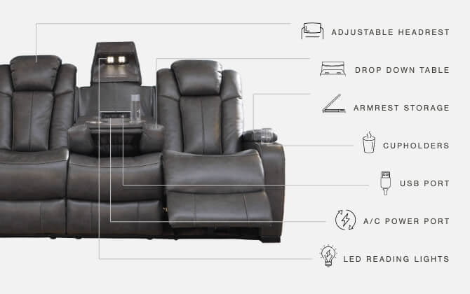 Turbulance power store reclining sofa