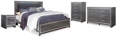 Lodanna King Upholstered Panel Bed, Dresser, Chest and 2 Nightstands