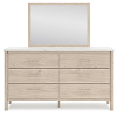 Cadmori Queen Upholstered Panel Bed, Dresser and Mirror