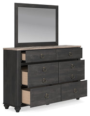 Nanforth Queen Panel Bed, Dresser, Mirror and Nightstand