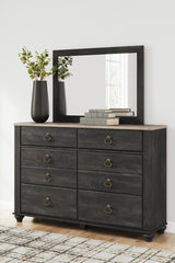 Nanforth King Panel Bed, Dresser, Mirror and Nightstand