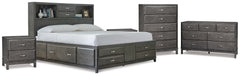 Caitbrook King Storage Bed, Dresser, Chest and 2 Nightstands