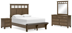 Shawbeck Queen Panel Bed, Dresser, Mirror and Nightstand