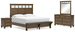 Shawbeck King Panel Bed, Dresser, Mirror and Nightstand