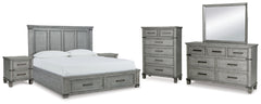 Russelyn California King Panel Bed, Dresser, Mirror, Chest and 2 Nightstands