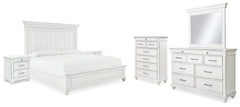 Kanwyn King Panel Bed, Dresser, Mirror, Chest and 2 Nightstands