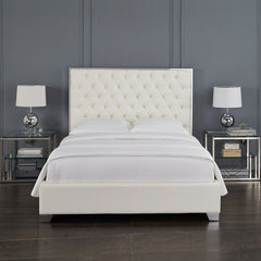 Kroma White Leatherette Queen Bed