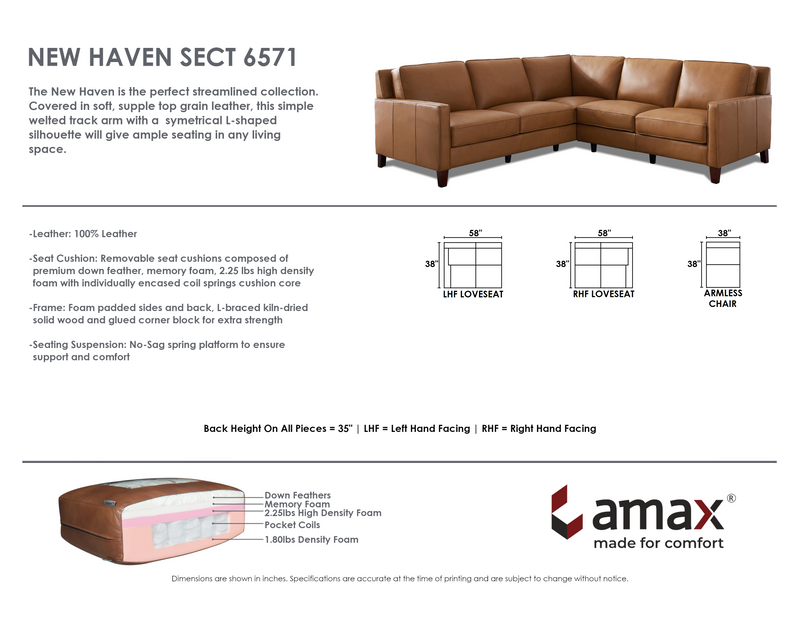 Haven leather store sectional